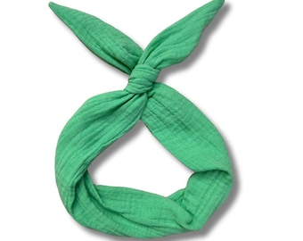 Mintgrünes Musselin-Draht-Stirnband: Vielseitiger Twist-Stil, hergestellt in den USA