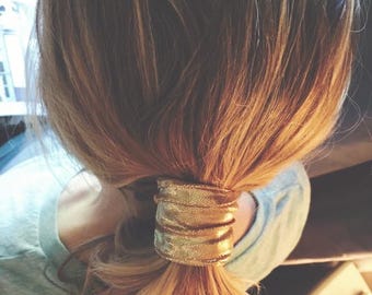 Metallic Gold Wired Pferdeschwanz Twist: Haarband