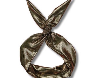 Schimmernder Golddraht Haarreif: Black & Gold Twist, hergestellt in den USA