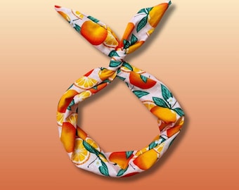 Orange Print Stirnband: Handgefertigte Boho Hair Wrap