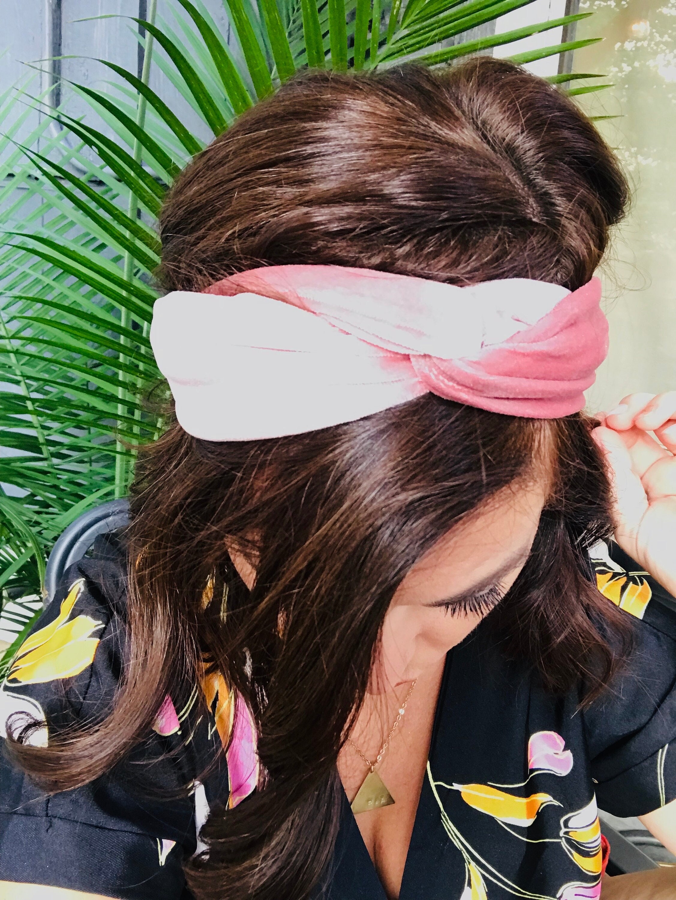 Blush Pink Velvet Twist Headband: Versatile Wired Hair 