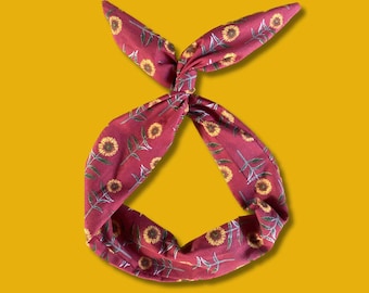 Sonnenblume Stirnband Wrap: Boho Haarschmuck mit Draht - Handmade in USA