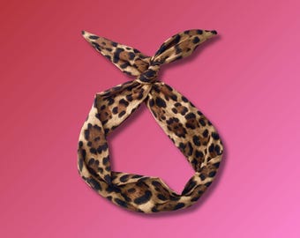 Wired Leopard Print Stirnband - Animal Print Haarschmuck, Twistable Wrap