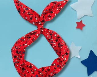 Patriotic Stars Wire Stirnband: Rot, Weiß und Blau 4. Juli Hair Wrap