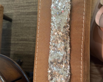 Gold Sequin Pferdeschwanz Twist Tie: Wired Hair Wrap, Urlaub Schleife