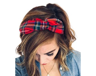 Rot karierter Flanelldraht Haarreif: Tartan-karierter Haar-Wickel