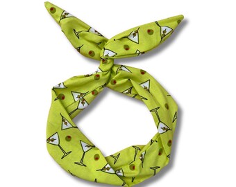 Martini Print Wire Stirnband: Neon Grün Cocktail Haarschmuck