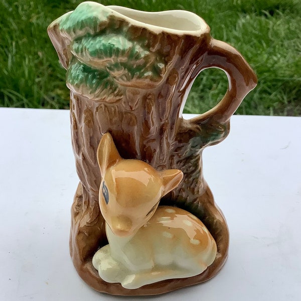 Hornsea Pottery Fauna Royal Small Deer/Fawn Miniature Jug, Vase -  Amori, 1960 - 1967, Vintage, Mid Century, Yorkshire Pottery