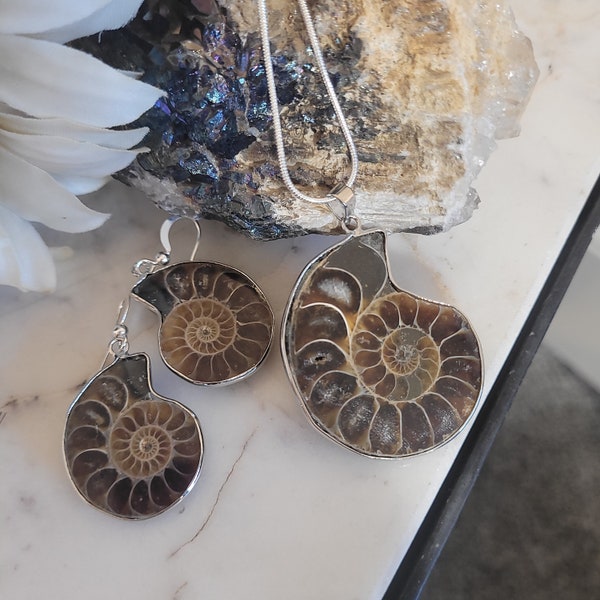 Ammonite Fossil Necklace, Ammonite Pendant, natural fossil jewelry, snail shell pendant, fossil, Unique unisex jewelry, dinosaur fossil