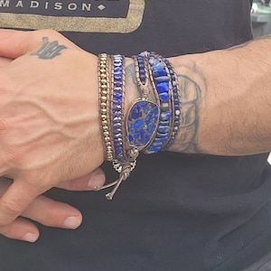 Lapis Lazuli 5 wrap unisex bracelet
