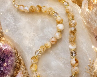 Natural Brazilian Honey Beaded Citrine Necklace, Citrine Gemstone Crystal Jewelry, November Birthstone Gift, abundance and prosperity stone