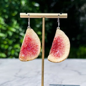 Real Fig Resin Earrings, Pressed Fig Earrings,Real Dried Fig Drop Earrings, Real Fruit Earrings, Wedding Bridesmaid Earrings, Christmas gift