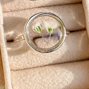 Real Baby&#39;s Breath Ring,Pressed Real Flower Ring,Real Flower Ring,Jewelry Box,Resin Ring,Valentine&#39;s Day Gift,Adjustable Ring,Wedding Gift