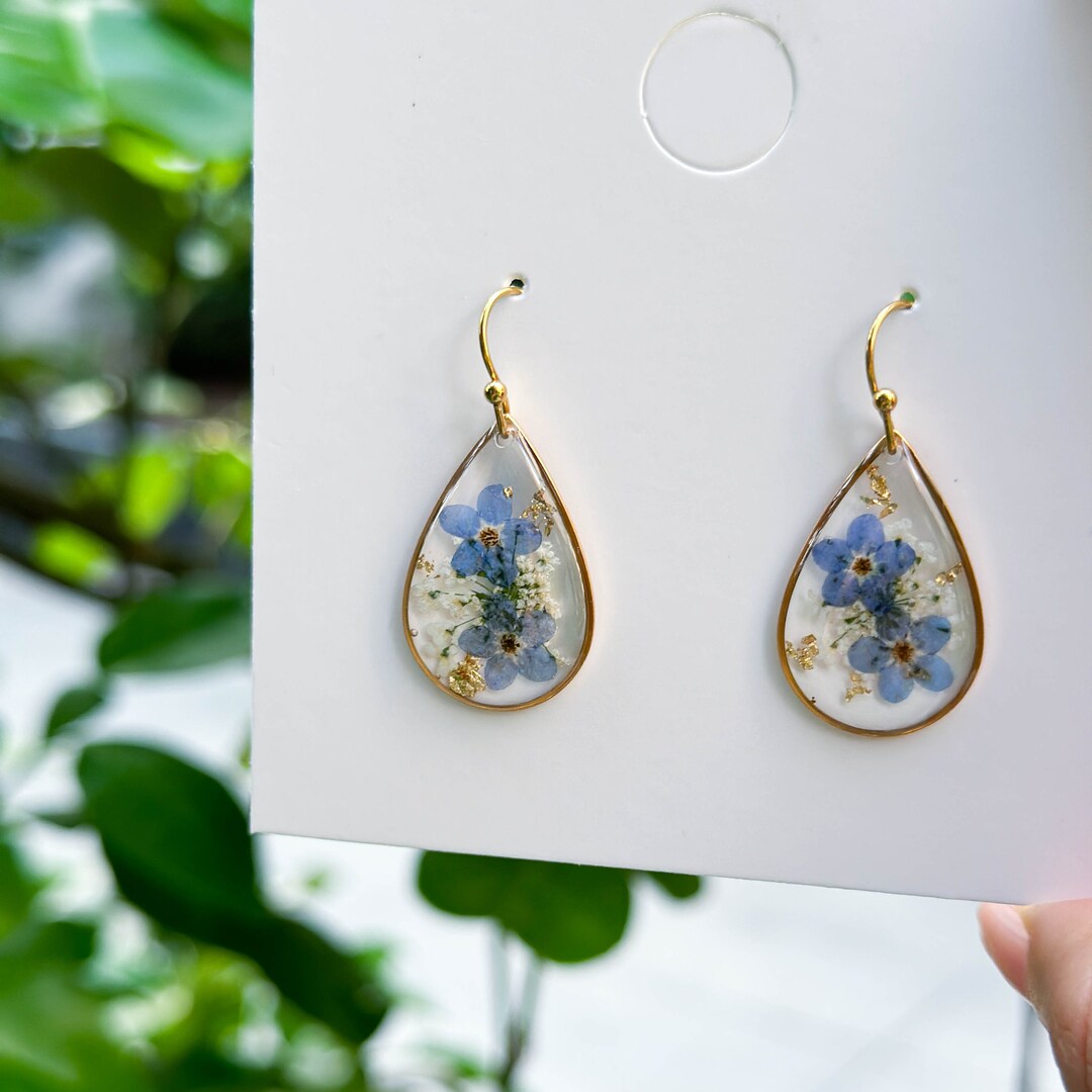 Forget-Me-Not Resin Drop Earrings
