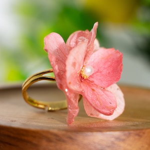 Pink Cherry Blossom Ring, Dried Real Flower Rings, Pressed Fresh Flower rings, best gifts for nature lovers, Resin Ring, Graduation Gift