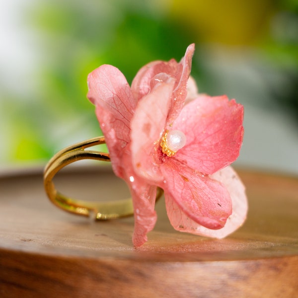 Pink Cherry Blossom Ring, Dried Real Flower Rings, Pressed Fresh Flower rings, best gifts for nature lovers, Resin Ring, Graduation Gift