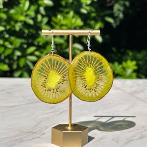 Real Kiwi Resin Earrings, Pressed Kiwi Earrings, Dried Kiwi Earrings, Handmade  Fruit Earrings, Nature Fruits Jewelry, Birthday Gift For Her