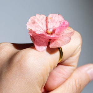 Pink Cherry Blossom Ring, Dried Real Flower Rings, Pressed Fresh Flower ...