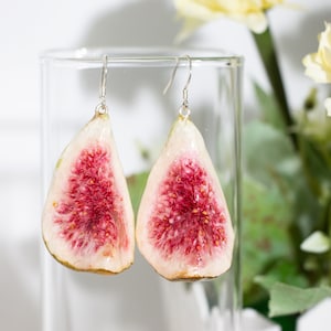 Real Fig Resin Earrings, Handmade Pressed Dried Fig Flower Earrings,September Gifts, Wedding Bridesmaid Earrings, Teachers day gift