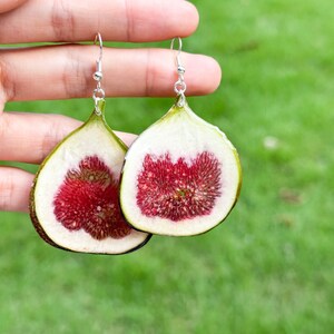 Real Fig Earrings, Pressed Fig Earrings, Real Dried Fig Drop Earrings, Real Fruit Earrings, Nature Fruit Earrings, Handmade Birthday Gifts