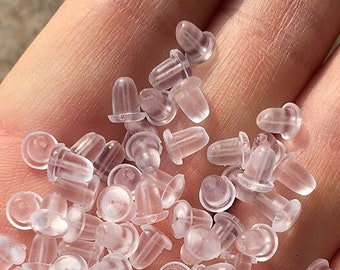 100 piezas de pistones de plástico para aretes, respaldos de caucho para aretes, respaldos de orejas al por mayor