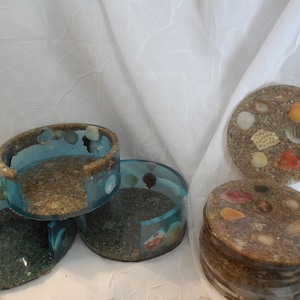 Resin Kunst Strand Untersetzer mit Halter