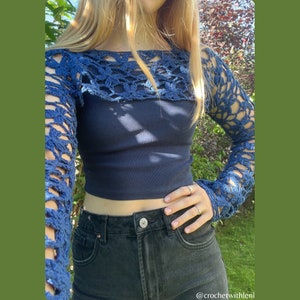 Amaryllis Shrug **PDF digital pattern, NOT a finished product**, crochet shrug, trendy shrug, crochet sleeves, made to measure, floral top