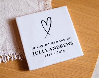 Custom Memorial Tile, Personalized Ceramic Slab with Vinyl, Quality Reminder Gift, Remembrance Home Decor, Sympathy Keepsake, In Memory Of
