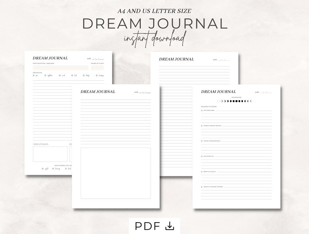 Printable Dream Journal Dream Notebook Dream Diary Sleep Tracker
