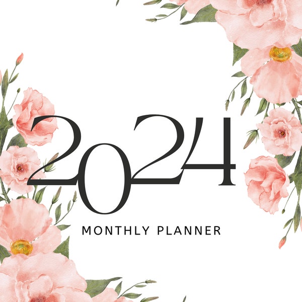 Flowers Simple Personal 2024 Year Calendar Planner