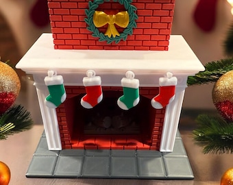 Christmas Fireplace LED Tea Light Holder: Holiday Mantel Decor