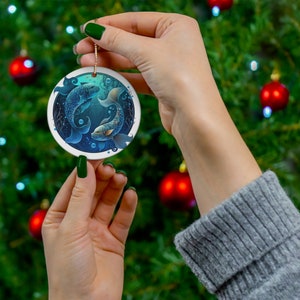 Pisces Ceramic Ornament, Horoscope Gift, For Her & For Him Gift, Horoscope Signs Collection, Ceramic Ornament