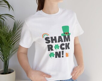 Sham Rock On, chemise de la Saint-Patrick, trèfle porte-bonheur, chemise rétro, chemise shamrock, chemise irlandaise, jolie chemise St Pattys