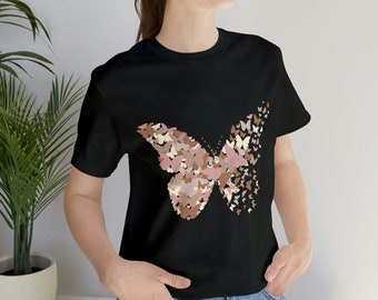 空飛ぶ蝶のTシャツ、見事な蝶のTシャツ、自然愛好家、愛と蝶、春、彼女への贈り物、お母さん、奥さん、ガールフレンドへ