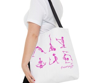 Namaste, Yogaskelett, Nybliven mamma, Gymväska, Sommar, Strandträning AOP-tygväska
