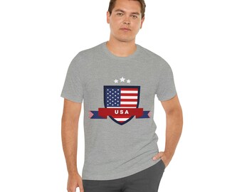 USA シールド、アメリカ合衆国、愛国的なシャツ、米国旗、ビンテージ米国旗、メモリアル デー シャツ、レトロ アメリカ シャツ