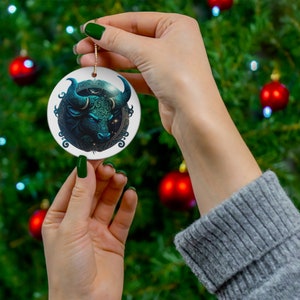 Taurus Ceramic Ornament, Horoscope Gift, For Her & For Him Gift, Horoscope Signs Collection, Ceramic Ornament