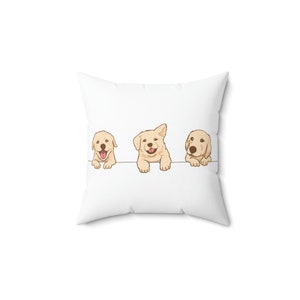 Decorative Throw Pillow, GOLDEN RETRIEVER PUPPY, Spun Polyester Square Pillow 14&quot;x14&quot;