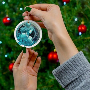 Aquarius Ceramic Ornament, Horoscope Gift, For Her & For Him Gift, Horoscope Signs Collection, Ceramic Ornament