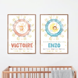 Cartel de nacimiento personalizado tema astral - Regalo de nacimiento - Regalos, Carteles, Astrología