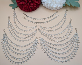 Silver Plated Pearl Ear Chain - Indian Kaan Sahara Jewelry