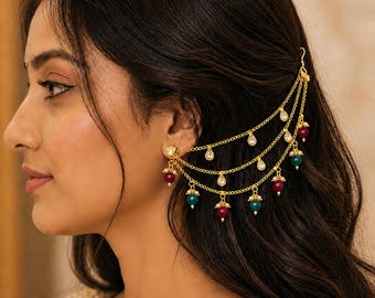 Vergulde Kundan-parelketting, Bahuballi Sahare, Indiase sieraden