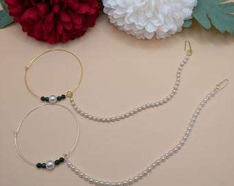 Green Gold Nathni, Indian Bridal Nose Ring, Clip On Nath