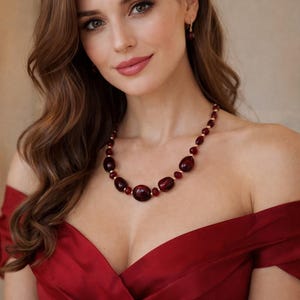 Bracelet collier rouge perlé, bijoux de mariée indiens