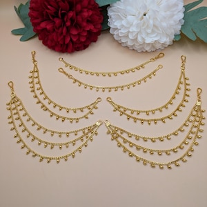 Sahare For Earrings, Metal Pearl Kaan Chain, Ear Chain, Sahare, Detachable Ear Chain, Bahubali Earrings, Ear Support, Kaan Chain
