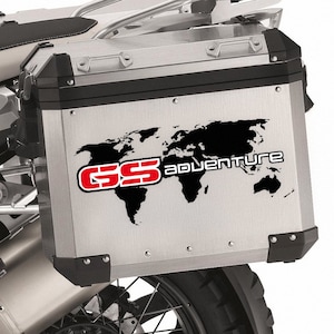 Lot de 2 sacoches BMW GS Adventure Side, autocollant de boîtier, kit d’autocollants de carte du monde et de logo, autocollant de valises