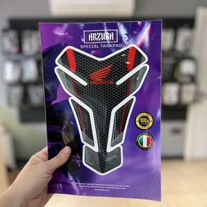 Carbon Honda Red Design, Universal Tank Pad, Motorcycle Tank Protector, Resin Tank Guard, Adhesives Resin Tank Protection Pad