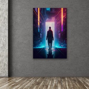 Cyberpunk Sci-Fi Wall Art | Neo Futuristic Dystopian Surreal Art Print | Modern Fantasy Abstract Illustration Poster Bedroom Living Room