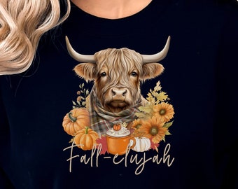 Highland Cow Fall Sweatshirt, Cow Pumpkin Sweater, Fall Heifer Shirt, Western Cow Shirt, Highland Cow Shirt, Fall Vibes Shirt, Fall Sweater