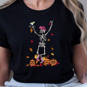Western Skeleton Halloween Shirt, Dancing Skeleton Shirt, Cowgirl Skeleton Shirt, Cocktail Shirt, Margarita Shirt, Skeleton Shirt Pumpkins
